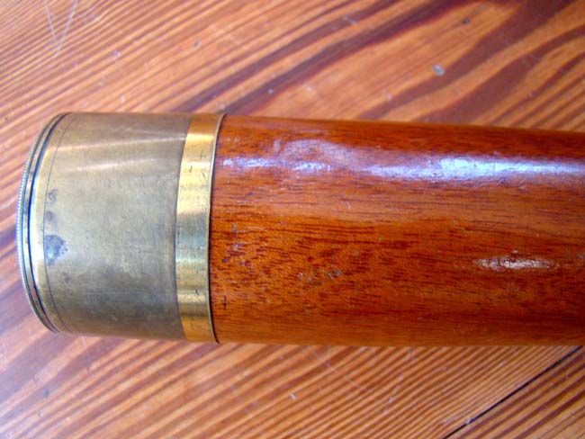 A fine antique English two-draw telescope circa 1865-1870 with its' original leather carrying case — image 2